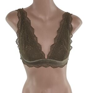 Victoria's Secret Bralette Large Olive Green Lace‎ Wireless 385520-ENE Coquette
